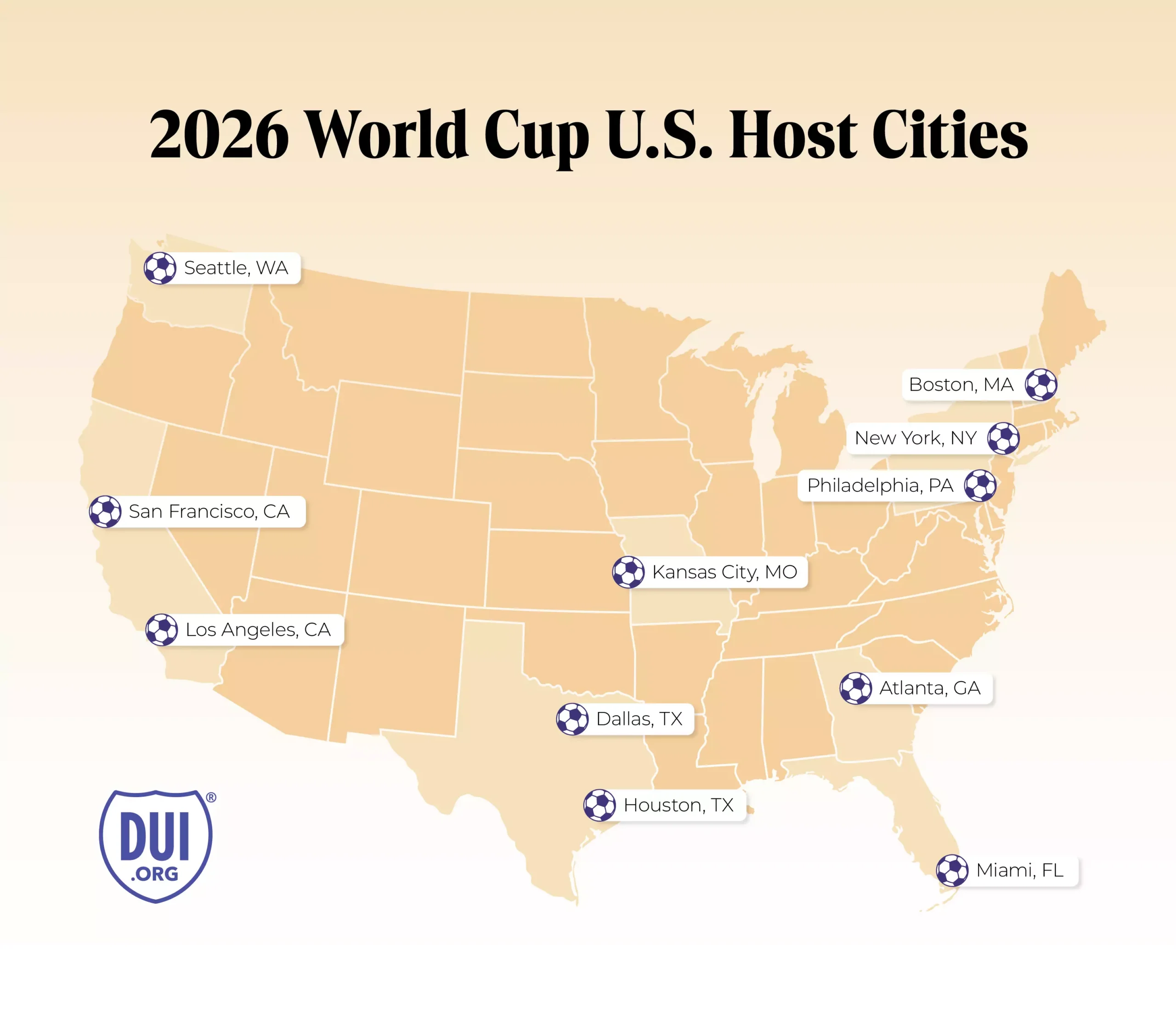2026 FIFA World Cup U.S. Host Cities Map